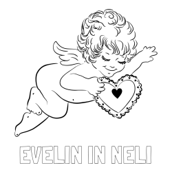 Online izdelana pobarvanka - Pobarvanka imena EVELIN IN NELI in pobarvanka angela s srčkom