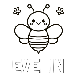 Pobarvanka imena EVELIN in otroška pobarvanka čebele