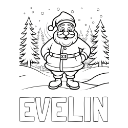 Pobarvanka imena EVELIN in pobarvanka Božička v gozdu