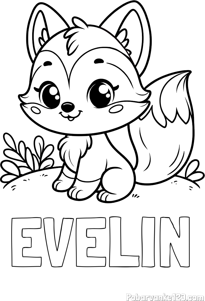 Pobarvanka imena EVELIN in pobarvanka lisičke