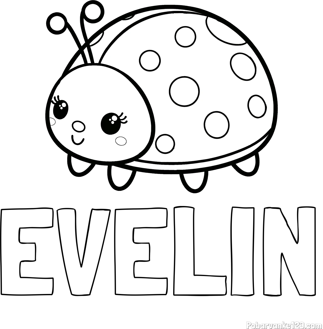 Pobarvanka imena EVELIN in pobarvanka ljubke pikapolonice