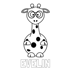 Online izdelana pobarvanka - Pobarvanka imena EVELIN in pobarvanka prikupne žirafe