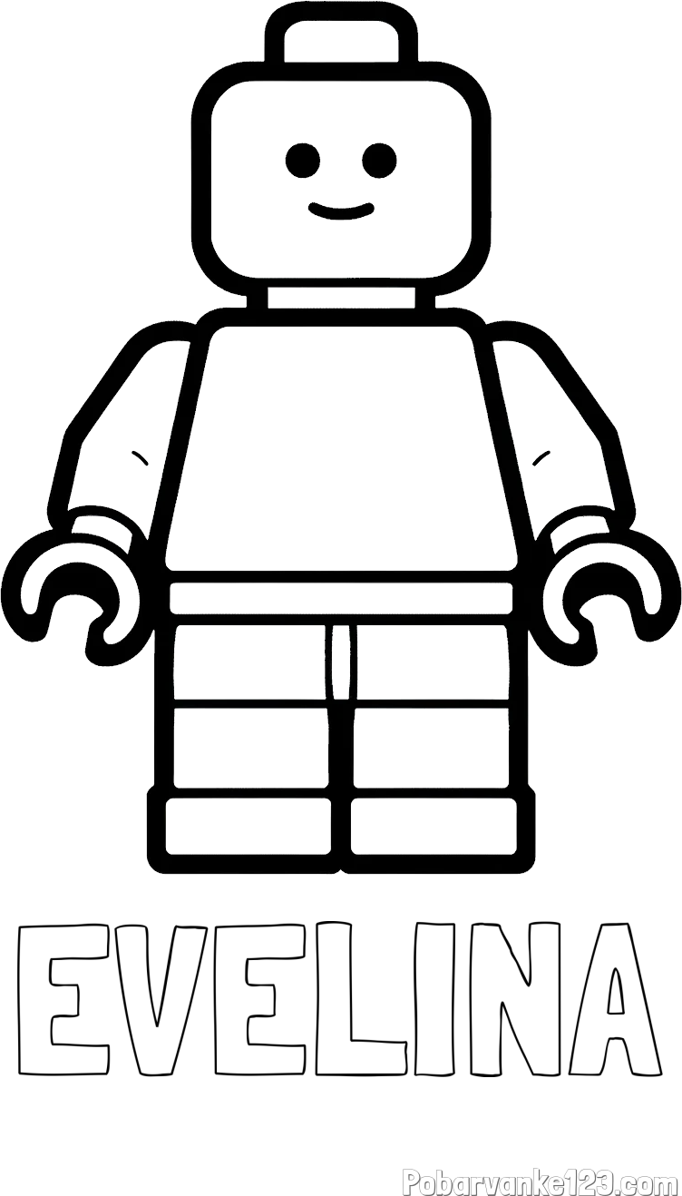 Pobarvanka imena EVELINA in pobarvanka LEGO figurice fanta