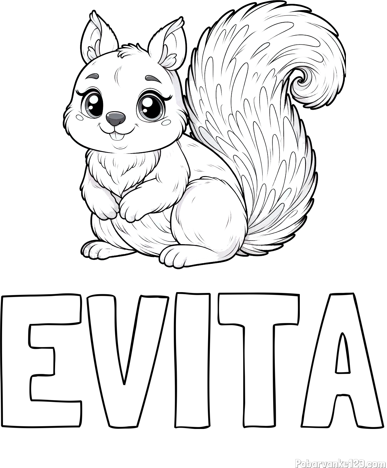 Pobarvanka imena EVITA in pobarvanka prikupne veverice