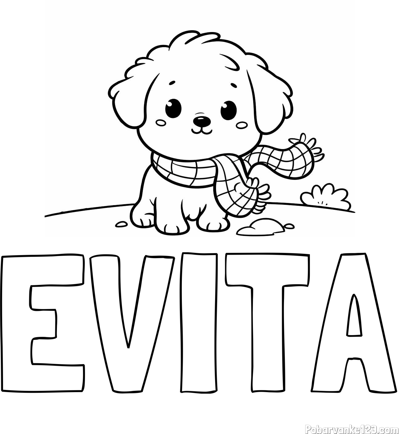 Pobarvanka imena EVITA in pobarvanka prikupnega psička