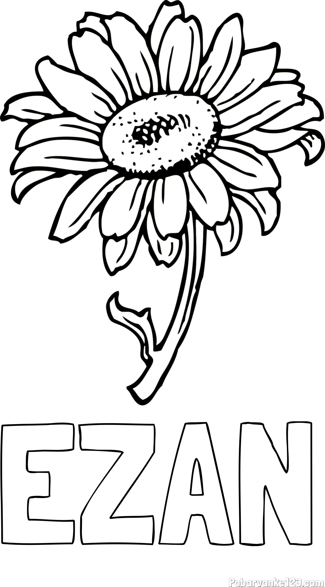 Pobarvanka imena EZAN in pobarvanka lepe sončnice