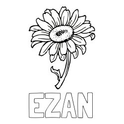 Online izdelana pobarvanka - Pobarvanka imena EZAN in pobarvanka lepe sončnice