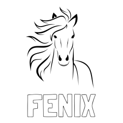 Online izdelana pobarvanka - Pobarvanka imena FENIX in lepa pobarvanka konja