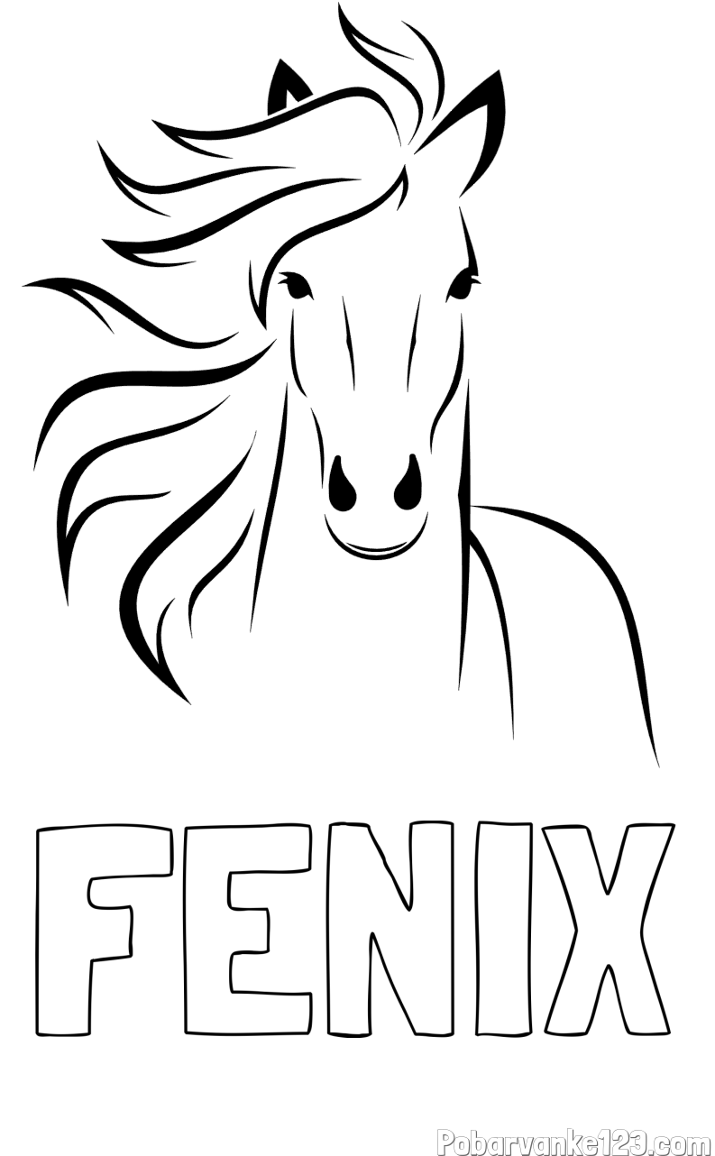 Pobarvanka imena FENIX in lepa pobarvanka konja