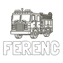 Online izdelana pobarvanka - Pobarvanka imena FERENC in pobarvanka gasilskega avta