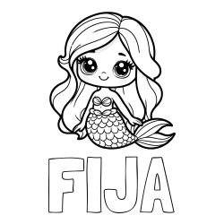 Online izdelana pobarvanka - Pobarvanka imena FIJA in pobarvanka prikupne morske deklice