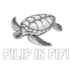 Online izdelana pobarvanka - Pobarvanka imena FILIP IN FIFI in pobarvanka čudovite želve