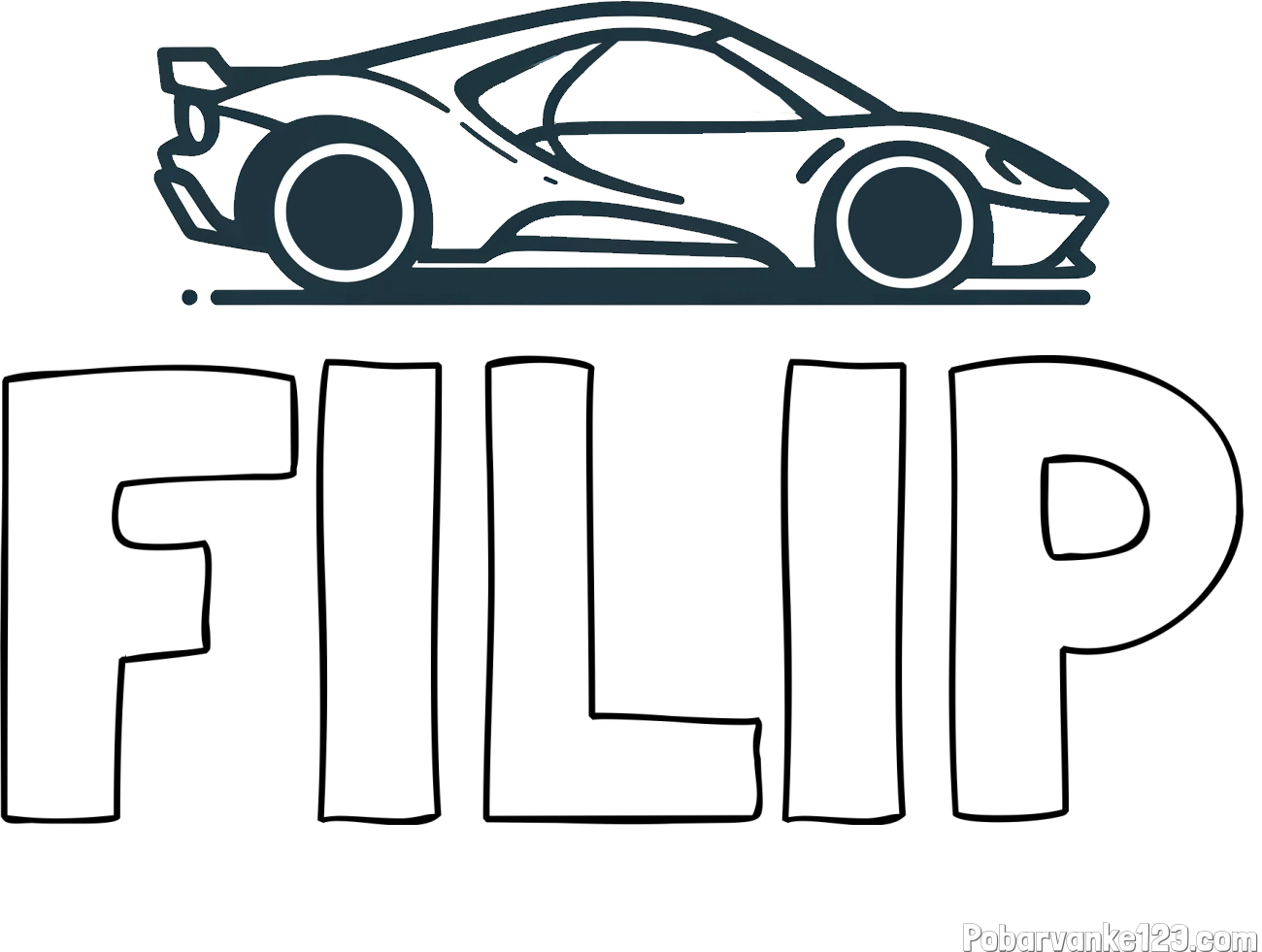 Pobarvanka imena FILIP in otroška pobarvanka dirkalnega avtomobila