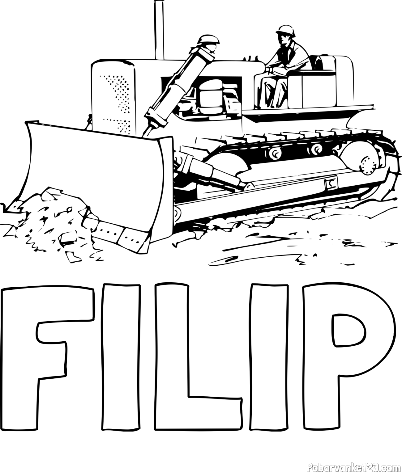 Pobarvanka imena FILIP in pobarvanka buldožerja