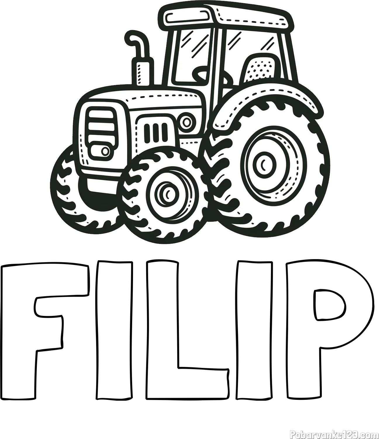 Pobarvanka imena FILIP in pobarvanka čudovitega traktorja