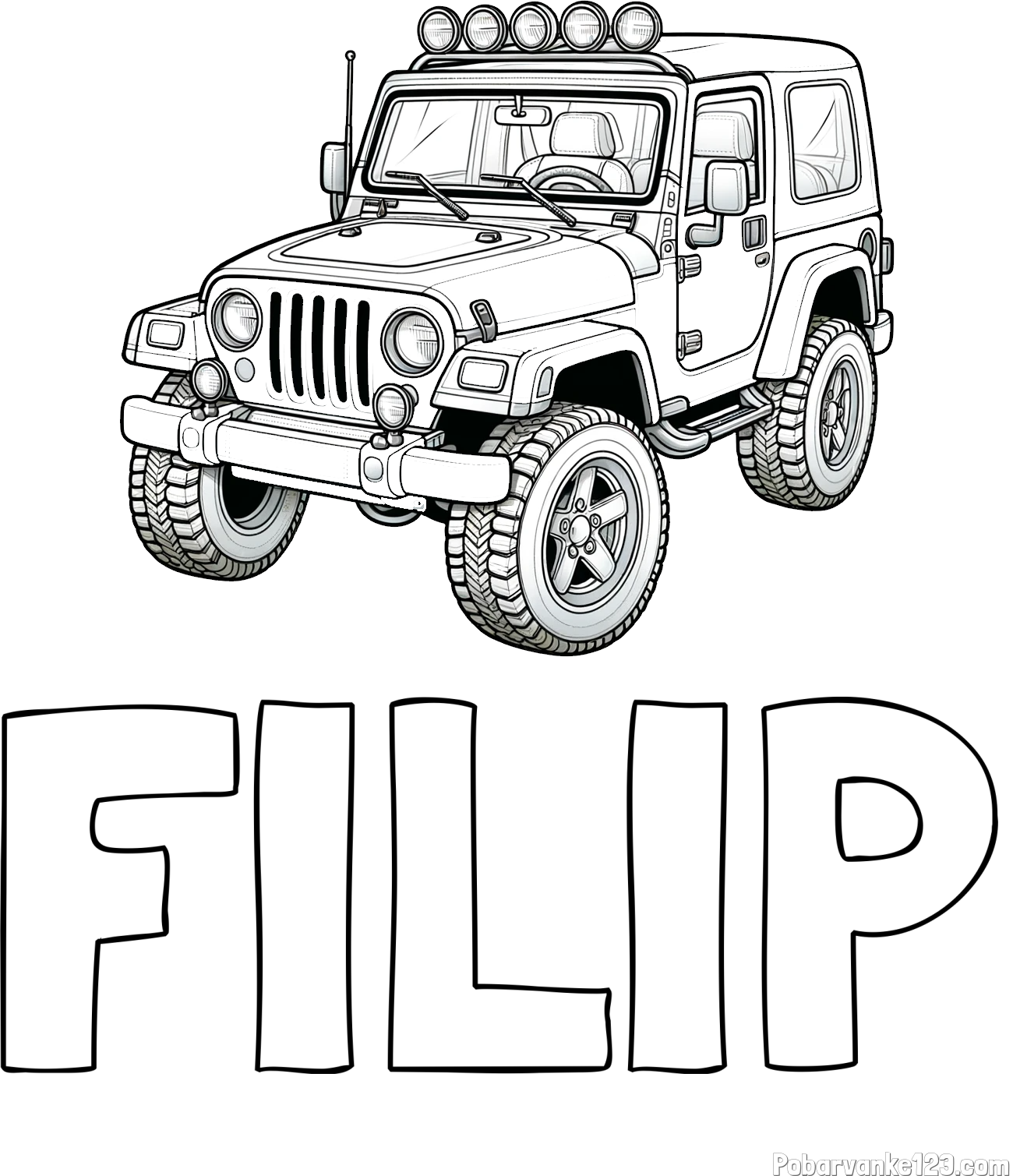 Pobarvanka imena FILIP in pobarvanka džipa