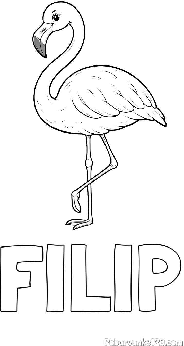 Pobarvanka imena FILIP in pobarvanka flaminga