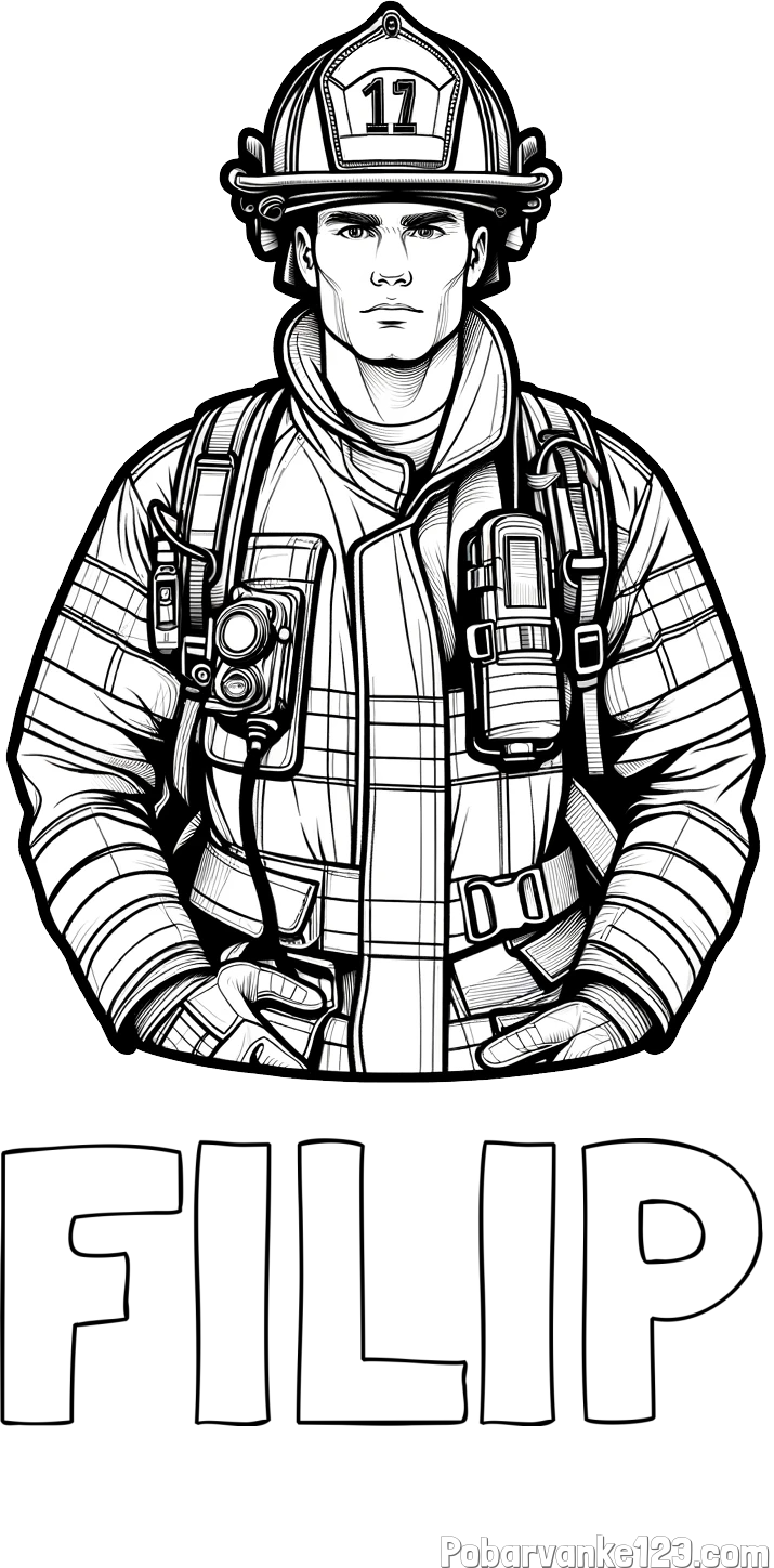Pobarvanka imena FILIP in pobarvanka gasilca (realistična)
