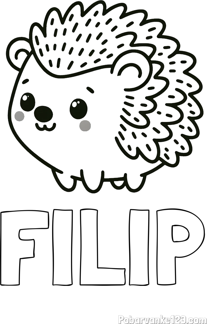 Pobarvanka imena FILIP in pobarvanka ljubkega ježka