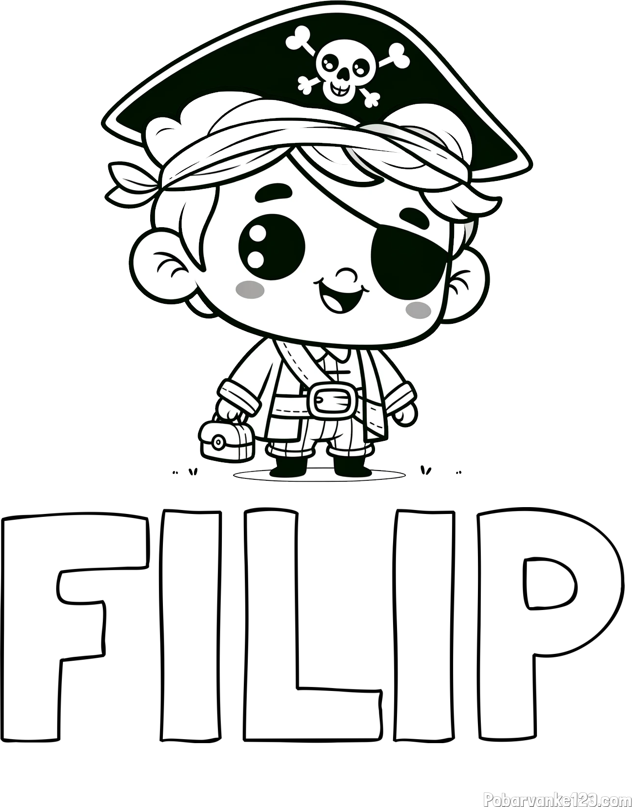 Pobarvanka imena FILIP in pobarvanka nasmejanega gusarja