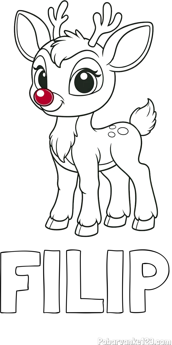 Pobarvanka imena FILIP in pobarvanka nasmejanega jelenčka Rudolfa