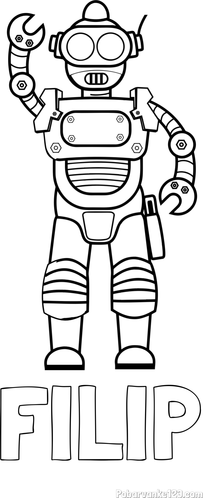 Pobarvanka imena FILIP in pobarvanka robota, ki pozdravlja