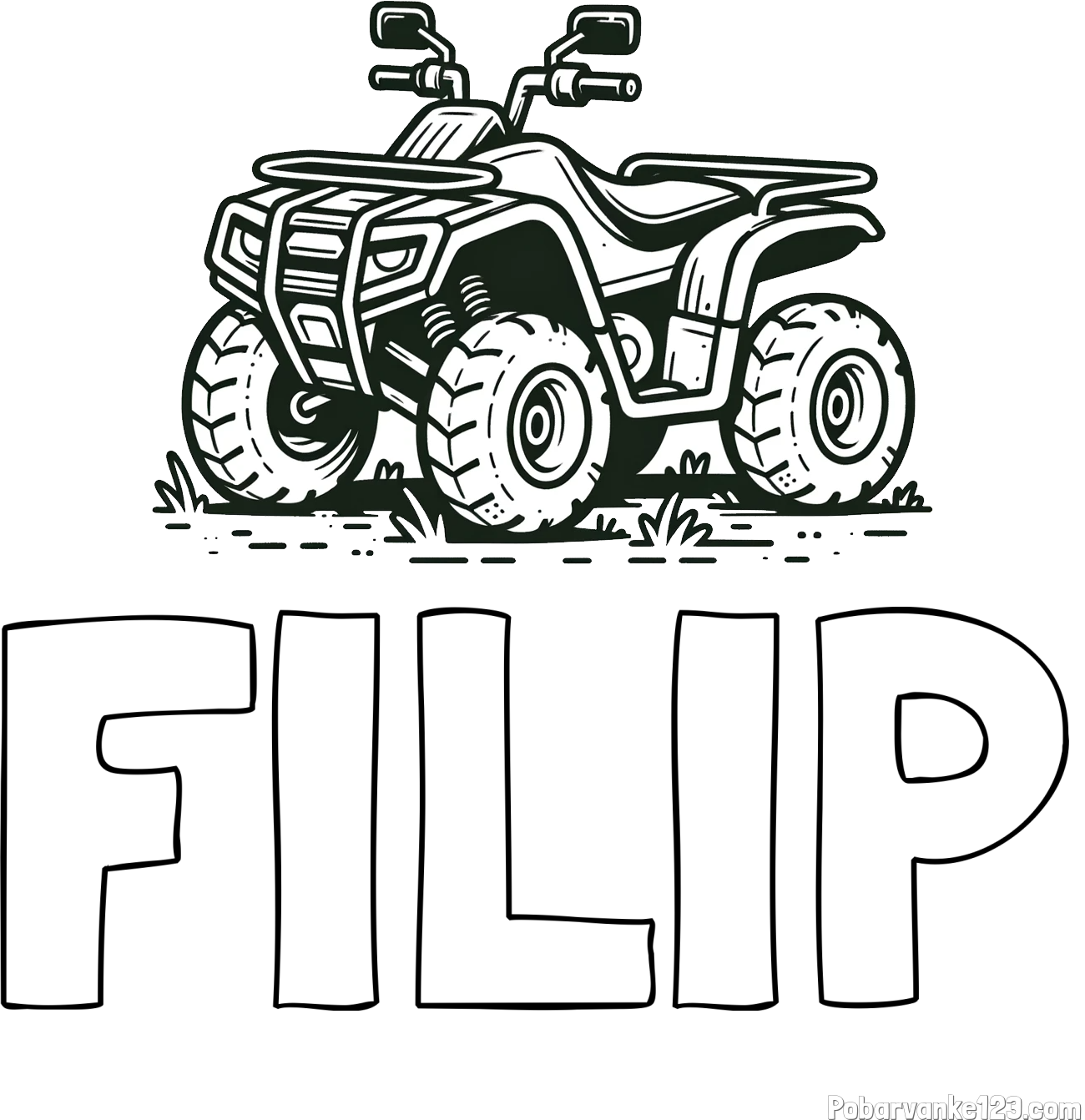 Pobarvanka imena FILIP in pobarvanka štirikolesnika