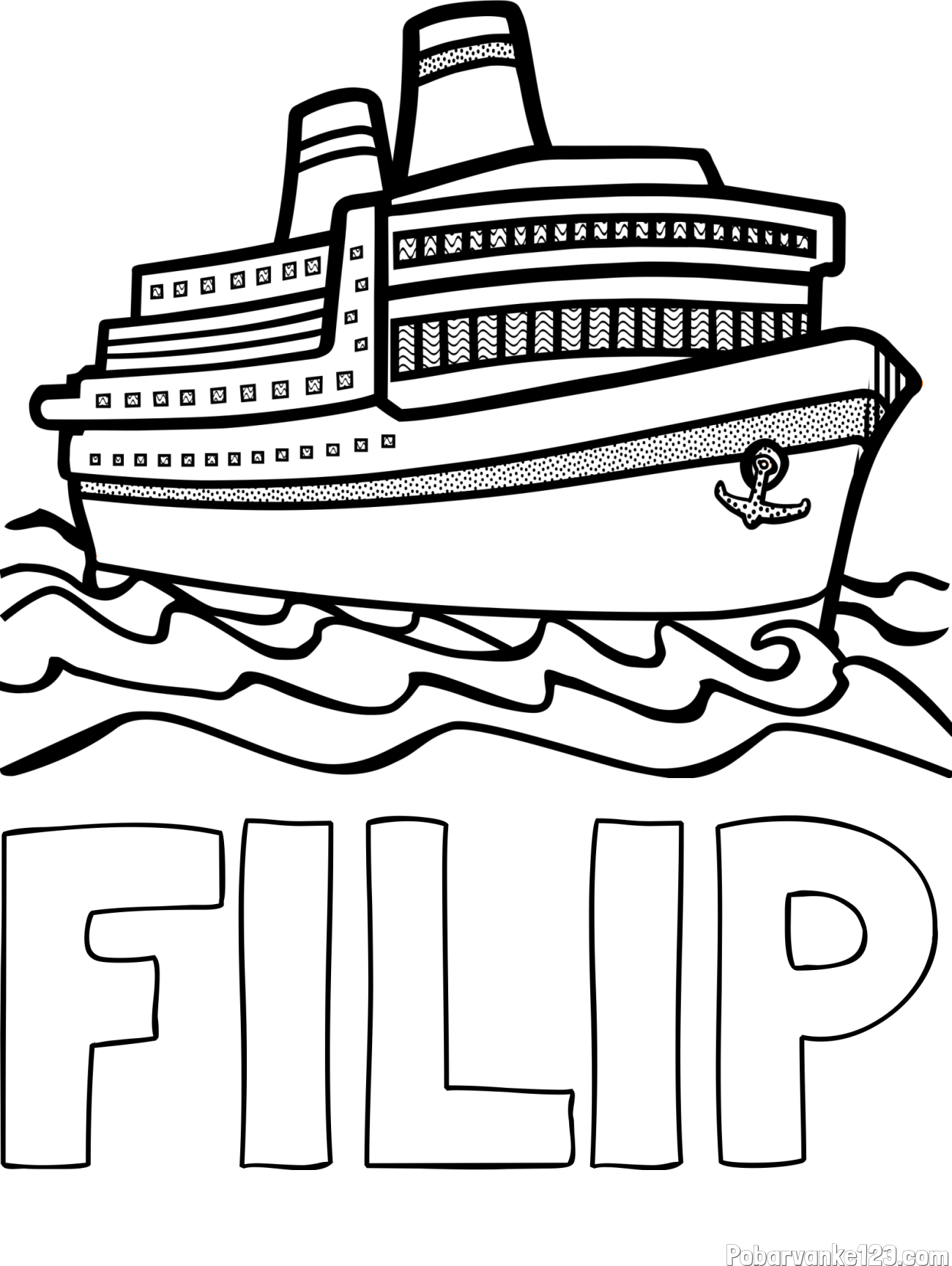 Pobarvanka imena FILIP in pobarvanka velike potniške ladje