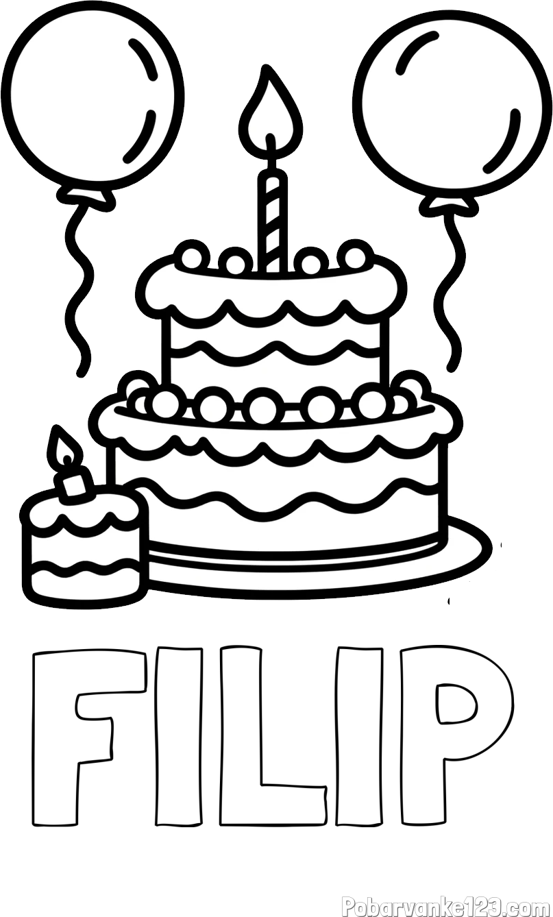 Pobarvanka imena FILIP in pobarvanka velike rojstnodnevne torte