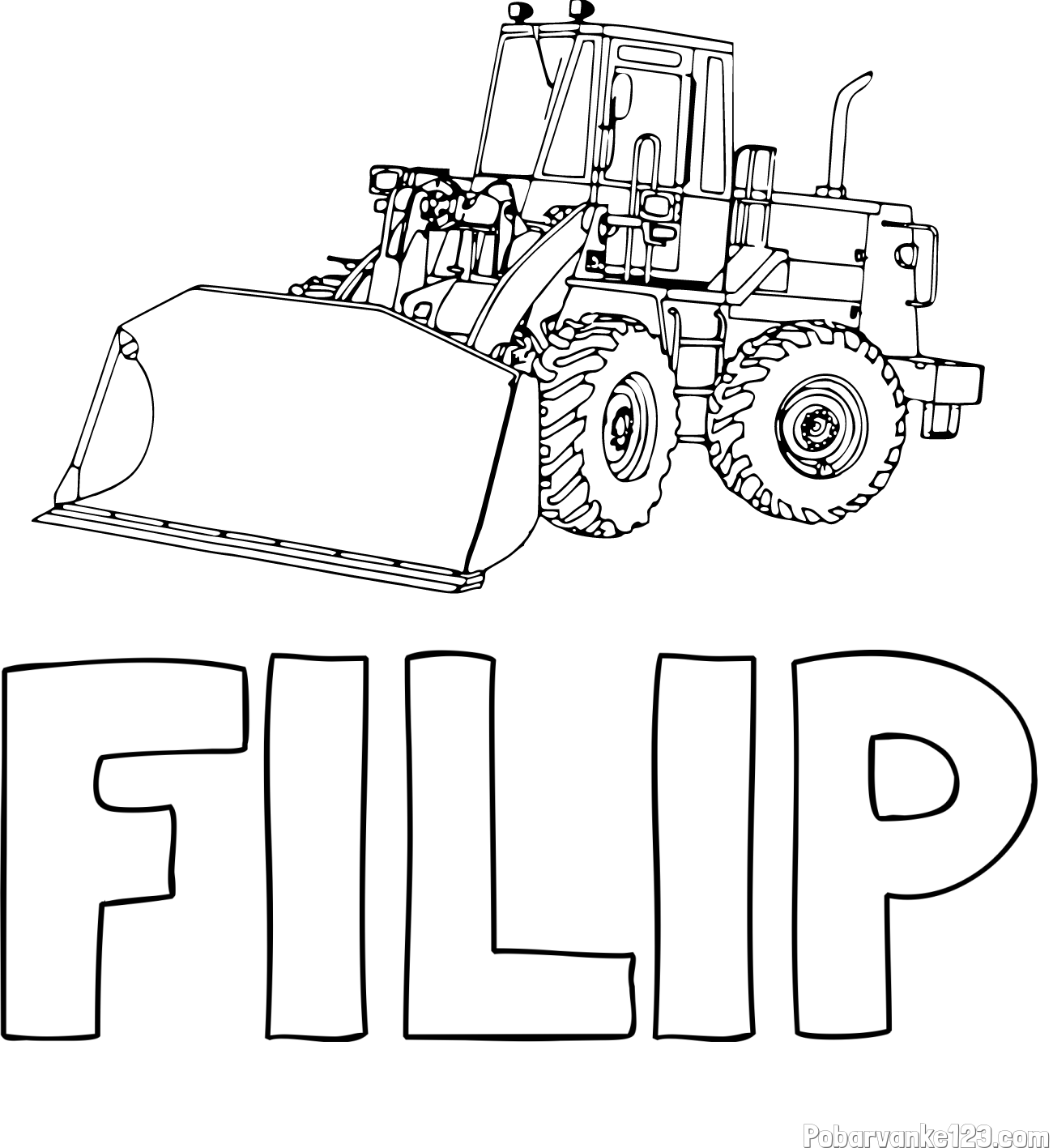 Pobarvanka imena FILIP in pobarvanka velikega bagra