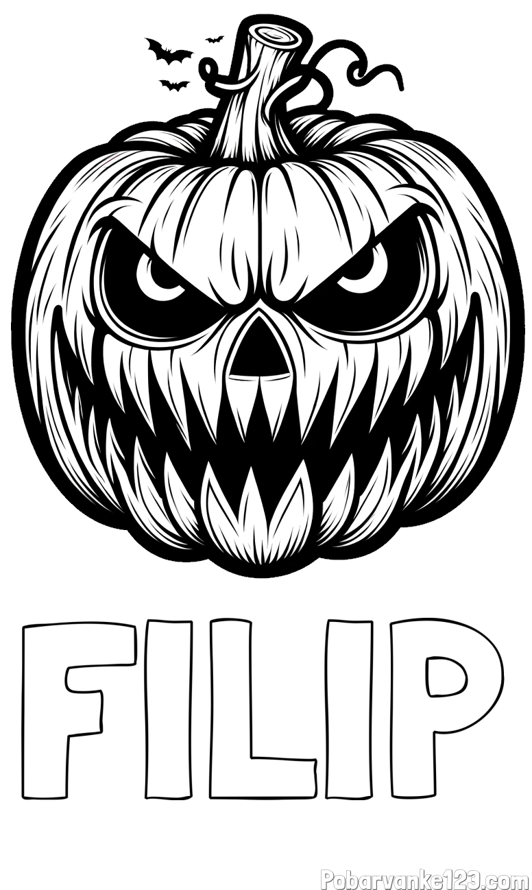 Pobarvanka imena FILIP in pobarvanka zlobne buče za noč čarovnic