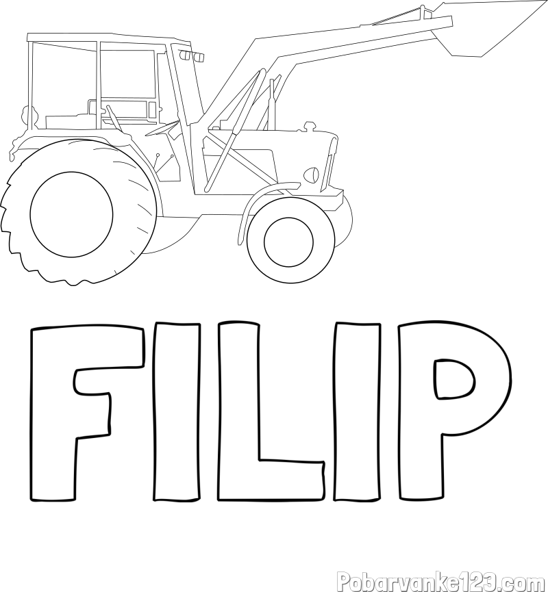Pobarvanka imena FILIP in traktor 2