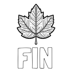 Online izdelana pobarvanka - Pobarvanka imena FIN in pobarvanka velikega jesenskega lista