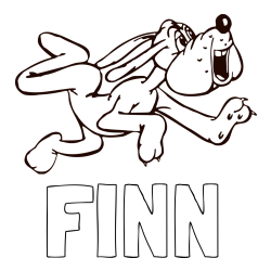 Online izdelana pobarvanka - Pobarvanka imena FINN in pobarvanka veselega kužka