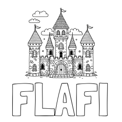 Online izdelana pobarvanka - Pobarvanka imena FLAFI in pobarvnaka velikega gradu