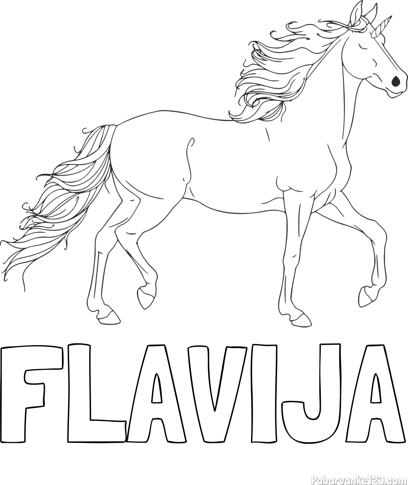 Pobarvanka imena FLAVIJA in samorog