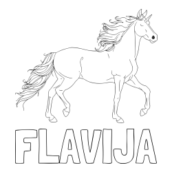 Online izdelana pobarvanka - Pobarvanka imena FLAVIJA in samorog