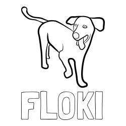 Online izdelana pobarvanka - Pobarvanka imena FLOKI in pobarvanka prikupnega, a nekoliko utrujenega kužka