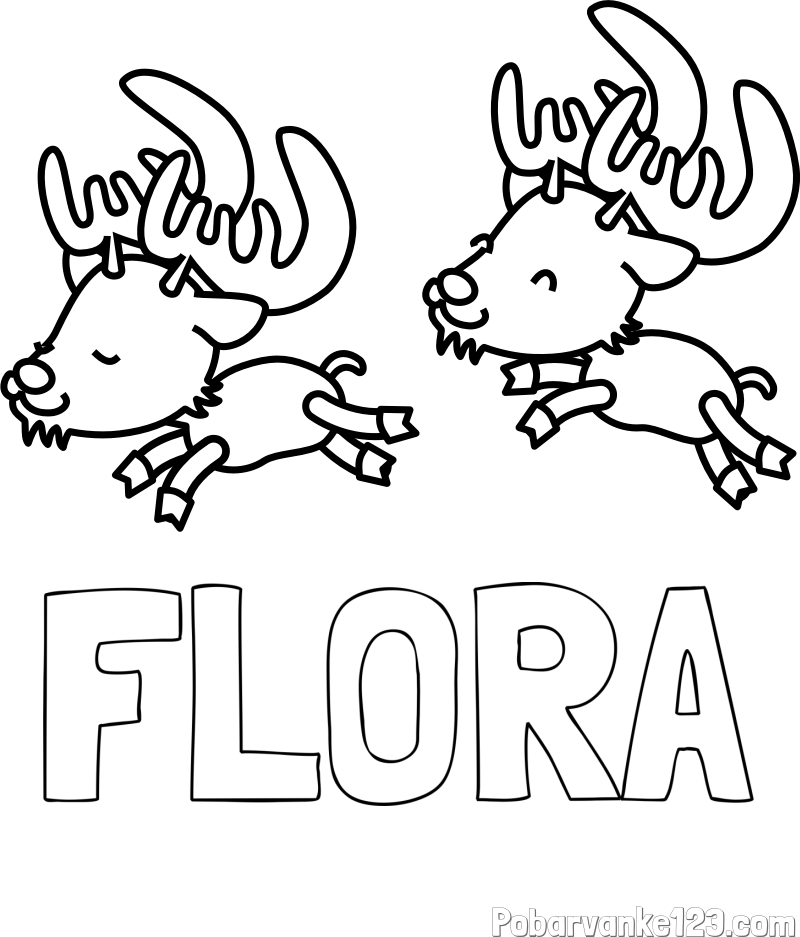 Pobarvanka imena FLORA in jelenčka