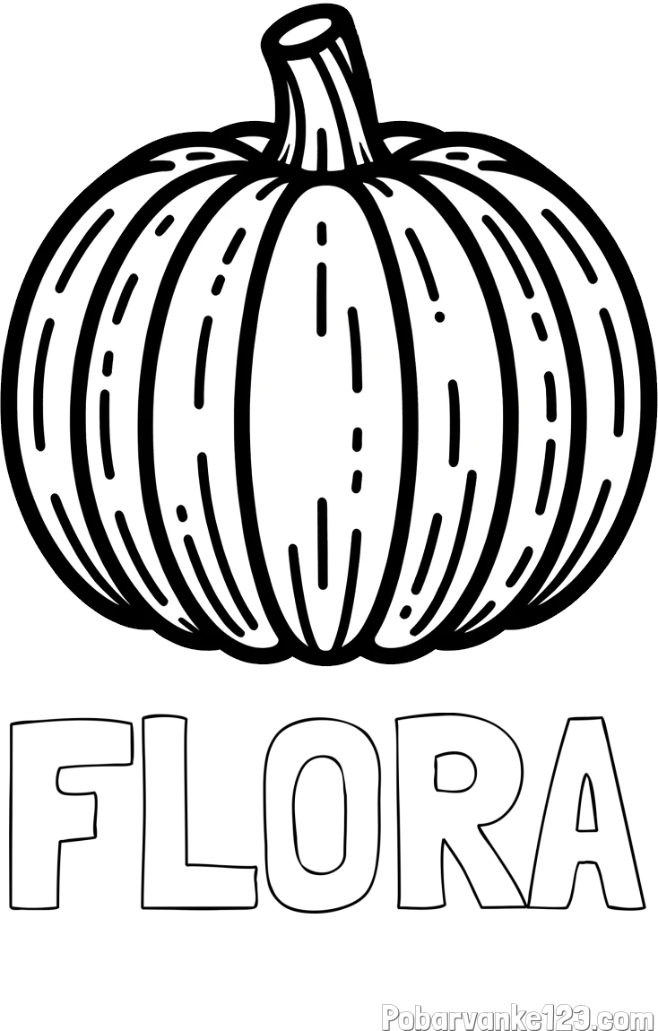 Pobarvanka imena FLORA in pobarvanka buče