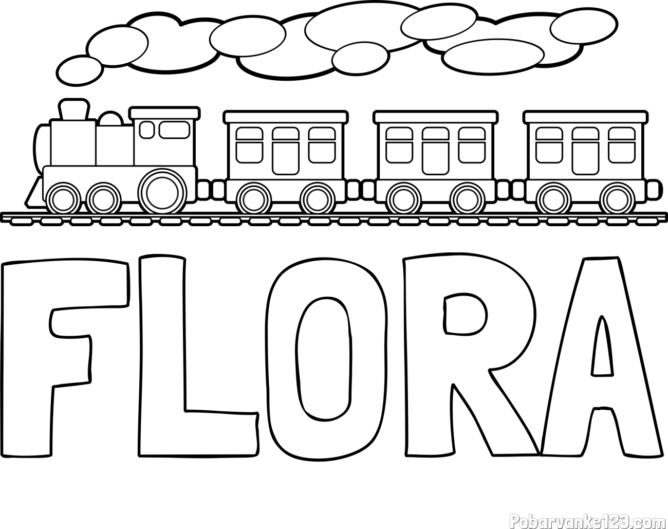 Pobarvanka imena FLORA in pobarvanka vlaka
