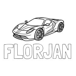 Online izdelana pobarvanka - Pobarvanka imena FLORJAN in pobarvanka dirkalnega avtomobila