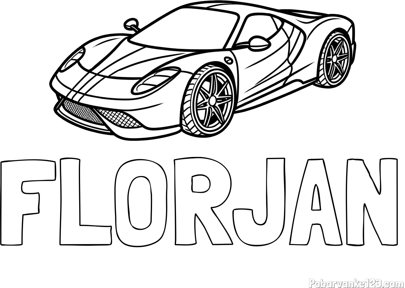 Pobarvanka imena FLORJAN in pobarvanka dirkalnega avtomobila