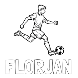 Online izdelana pobarvanka - Pobarvanka imena FLORJAN in pobarvanka nogometaša v napadu
