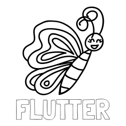 Pobarvanka imena FLUTTER in pobarvanka ljubkega metulja