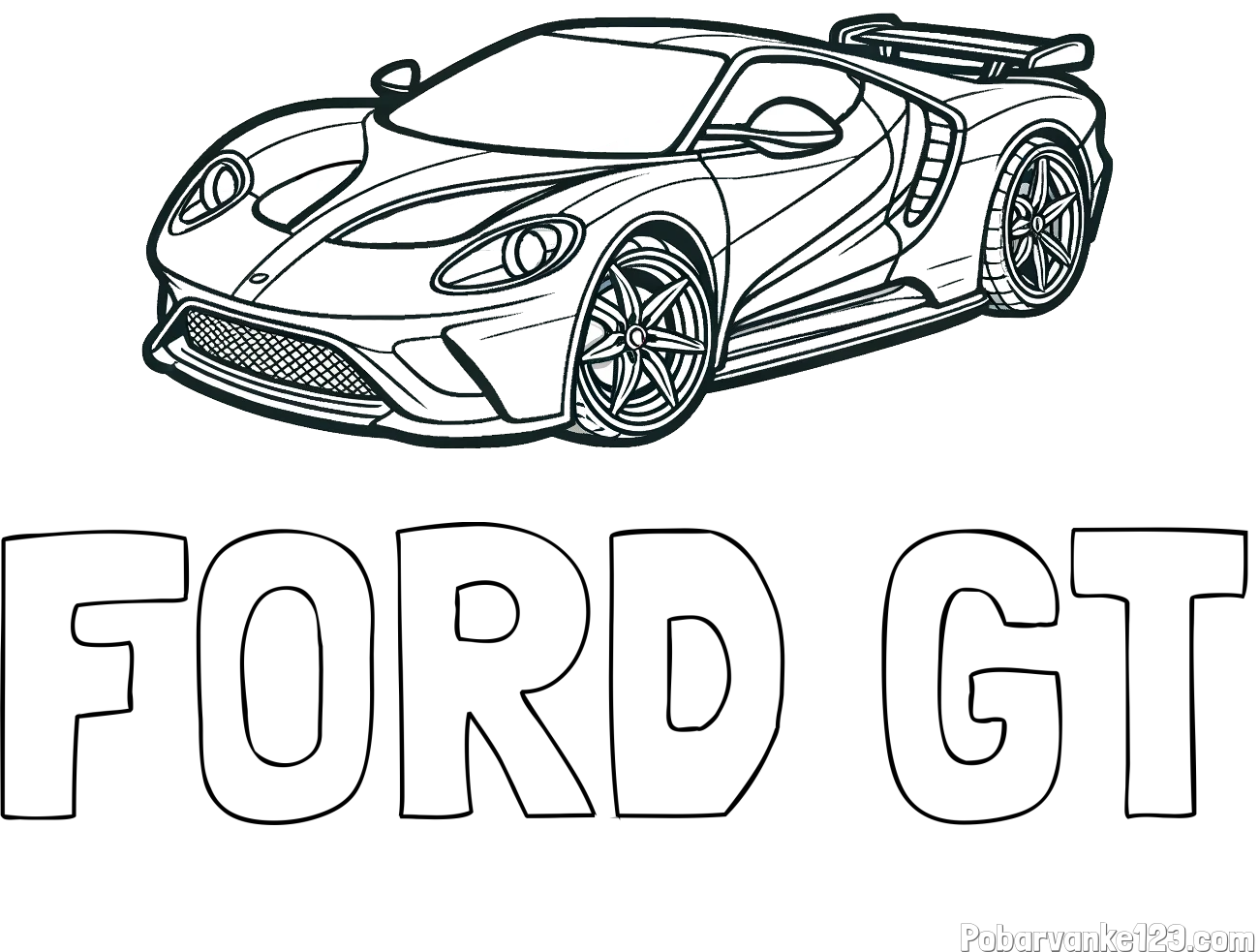 Pobarvanka imena FORD GT in Športni avtomobil
