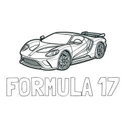 Online izdelana pobarvanka - Pobarvanka imena FORMULA 17 in Športni avtomobil