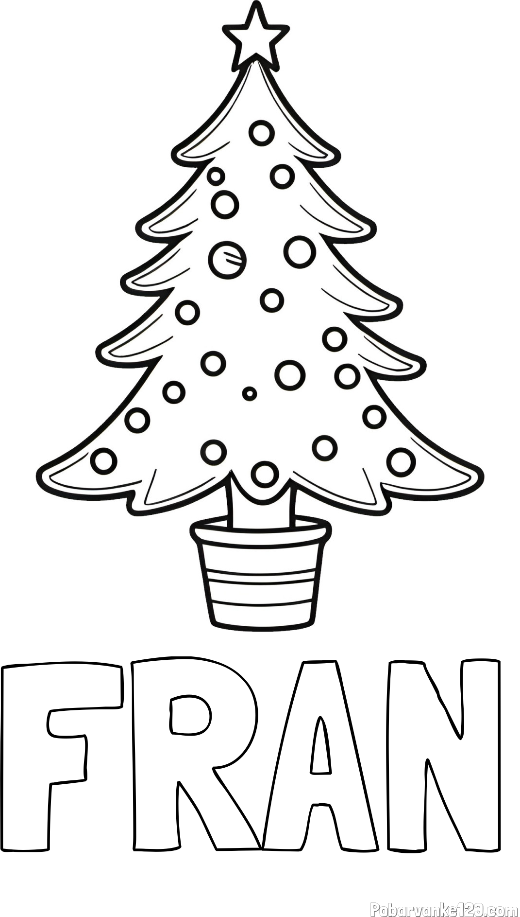 Pobarvanka imena FRAN in pobarvanka lepe božične smrečice