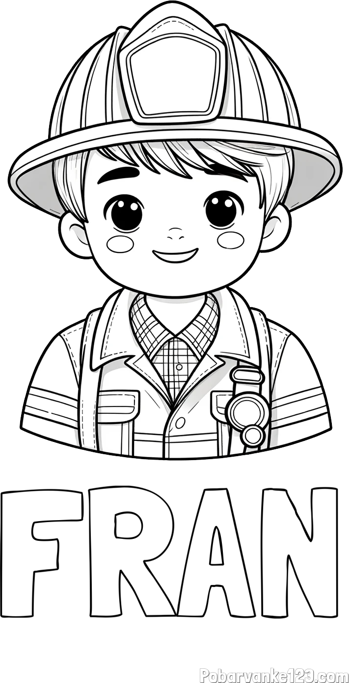Pobarvanka imena FRAN in pobarvanka mladega gasilca