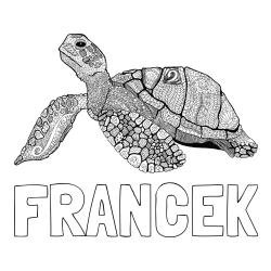 Pobarvanka imena FRANČEK in pobarvanka velike želve - mandale